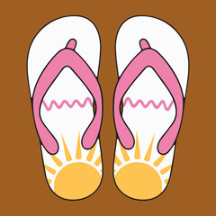 Flip Flops. Flip Flops Vector Illustration. Summer Footwear. Summer Beach Footwear, Flip Flops Isolated. Flat Design Pink Flip Flops Vector. Cute Flip Flops in Flat Style for Summer Design
