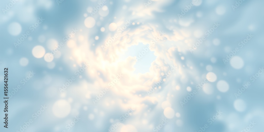 Aufkleber abstract light blue background with bokeh effect and a bright central light source effect view