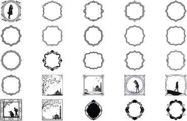 silhouette border frame white background