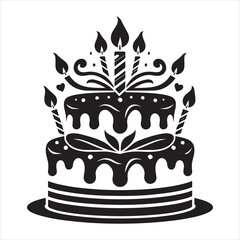 Classic Cake Silhouette - Sweet Layers of Perfection , black colour vactor 