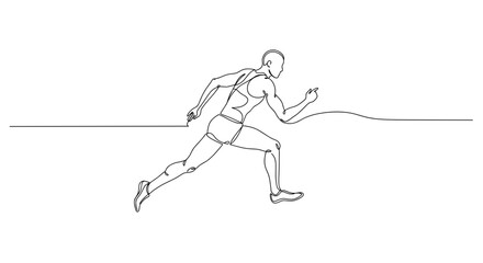 Running man in motion against a minimalist backdrop