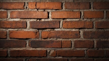 Fototapeta premium Textured Red Brick Wall in Warm Lighting Highlighting the Unique Patterns and Colors of Each Brick, Creating a Rustic and Inviting Atmosphere in an Urban Setting