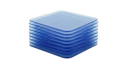 A stacked array of translucent blue square shapes presents a clean, modern design on a transparent background, perfect for graphics or digital layouts.