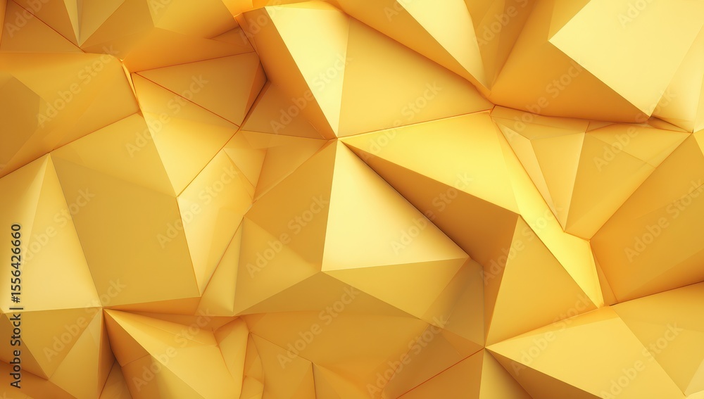 Aufkleber golden geometric abstraction with angular shapes casting shadows in warm, bright light