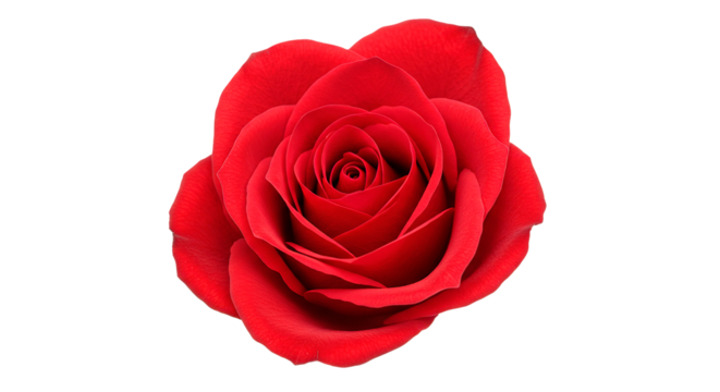 A perfect red rose, showcasing its beauty in full bloom and vibrant detail.