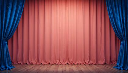 Theatre backdrop with textured blue curtain