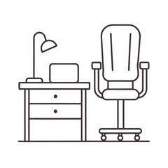 desk comfortable chair line art vector home