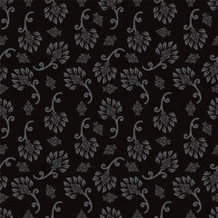 Tropical flower pattern seamless, silhouette of blooming, hand drawn botanical, Floral leaf for spring and Summer time, natural ornaments for textile, fabric, wallpaper, background design.
