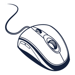 Silhouette computer mouse on white background