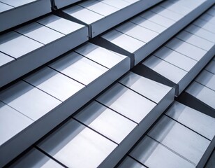Modern metal roof tiles creating a geometric pattern