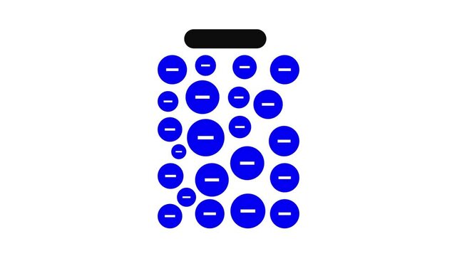 Negatively Charged Battery Animation Showing negative ions