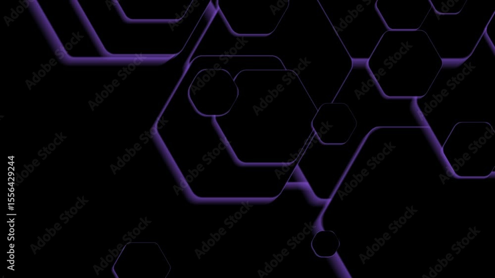 Poster black and violet hexagons abstract technology geometric background. seamless looping minimal motion 