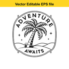 Retro Palm Tree Sunset Graphic Vintage Tropical Design Silhouette Illustration Vacation Vibes Island Getaway Nature Inspired Vector Art