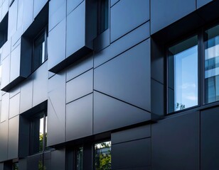 Modern building exterior showing abstract architectural design with windows