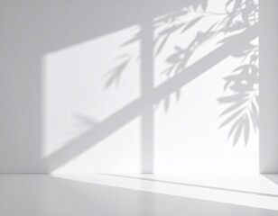 Window and plant shadow creating interesting shapes on white wall