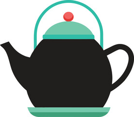 Elegant Black Teapot with Teal Accents A Perfect Brew for Cozy Evenings