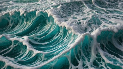 Waves Crash Vigorously Against the Shore, Showcasing a Stunning Display of Turquoise Water and Frothy White Foam During Early Morning Light