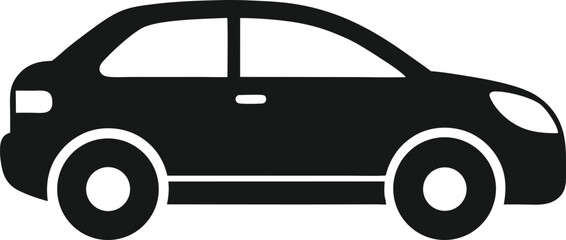 Compact Car Icon Simple Vector Illustration of a Small Vehicle