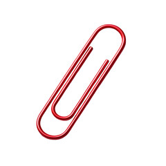Obraz premium Shiny red paperclip isolated on transparent background for office supplies