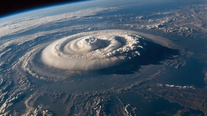 Stunning Satellite View of a Massive Storm System Swirling Over Earth Captured From Space Showcasing Intricate Cloud Formations and Atmospheric Dynamics
