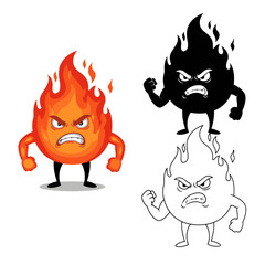 Angry Fire Character Set for Graphic Design and Creative Projects Illustration