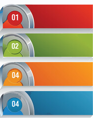 Obraz premium Four Colorful Numbered Banners Red Green Orange Blue Metallic Design Elements green banner