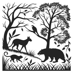 black-silhouette-vector-of-wildlife-animals--white
