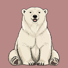 Charming polar bear illustration with a welcoming demeanor and friendly face