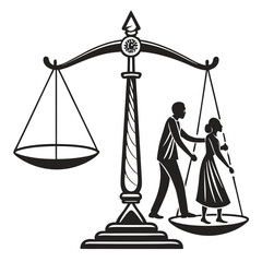 silhouette Justice and equality line icon on white background