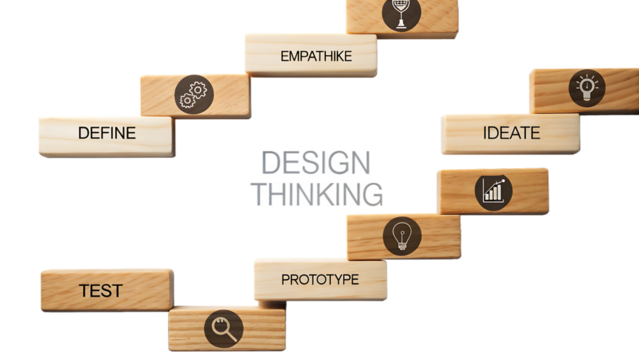 Design Thinking Wooden Block Concept Representing Idea Strategy And Innovation