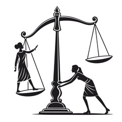 silhouette Justice and equality line icon on white background