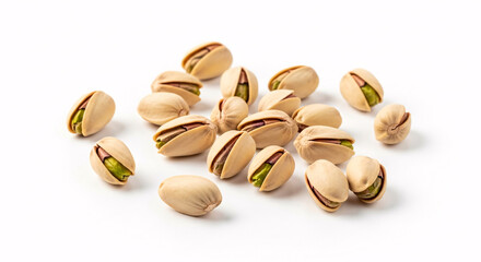 Fresh Pistachios on a White Background