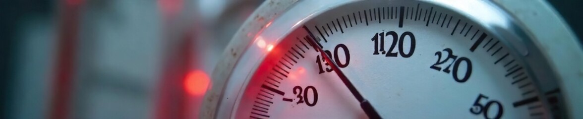 Extreme Heat Close-up of a Mercury Thermometer Showing Dangerously High Temperature