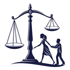 silhouette Justice and equality line icon on white background