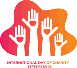 Fototapeta premium International Day of Charity Illustration with Hands Forming a Heart Shape and September 05 Date Promoting Generosity and
