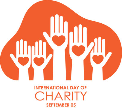 International Day of Charity vector illustration with colorful hands and hearts symbolizing support kindness and global unity for