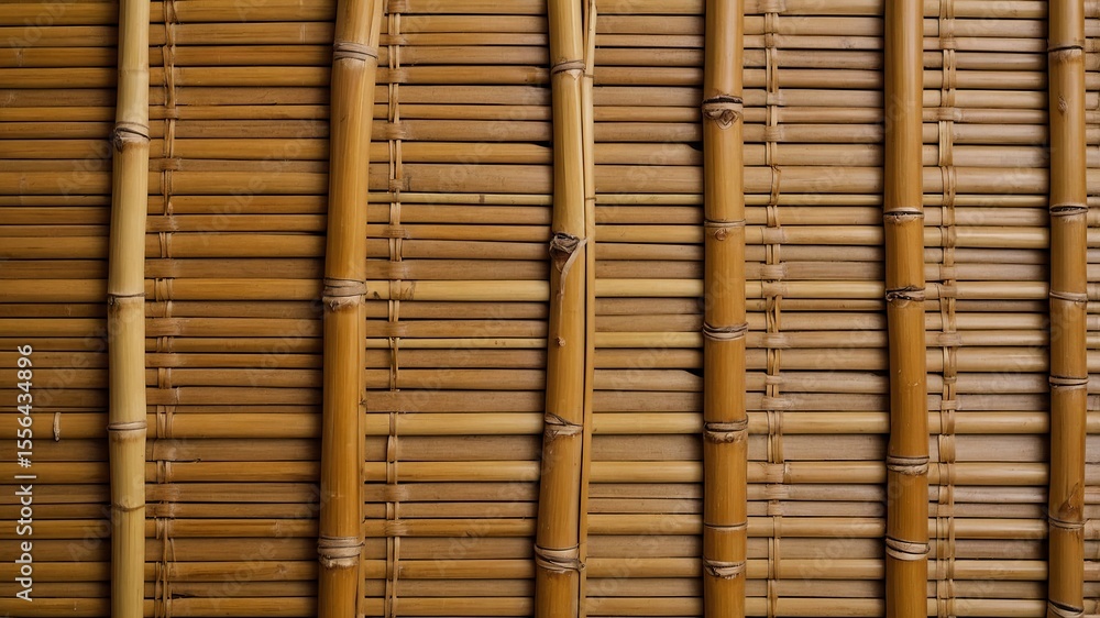 Aufkleber natural bamboo texture creating a warm and rustic wall design in a cozy setting during daylight hour