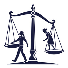 silhouette Justice and equality line icon on white background