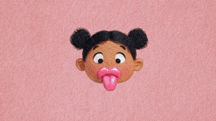 Playful Girl Illustration with Tongue Out