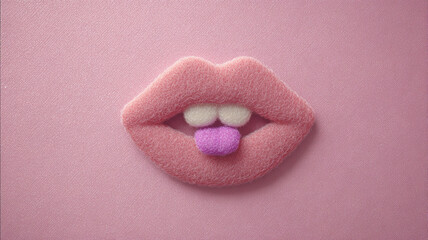 Stylized Plush Lips with Candy