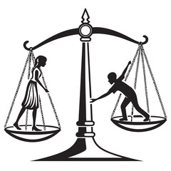 silhouette Justice and equality line icon on white background