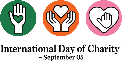 International Day of Charity Illustration with Heart in Hands and September 05 Date Promoting Generosity and Support for