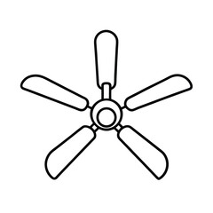 Ceiling fan with three spinning blades in clean line design Vector illustration