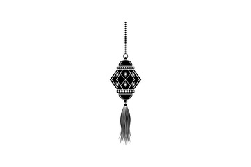 Illustration of a hanging decorative tassel lantern silhouette