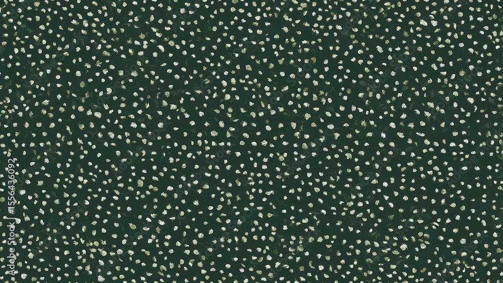 Poster texture of green background with scattered white speckles resembling snow or stars creating a dynami