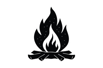 Campfire flame burning bright in camping night vector art illustration