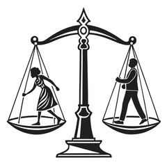 silhouette Justice and equality line icon on white background