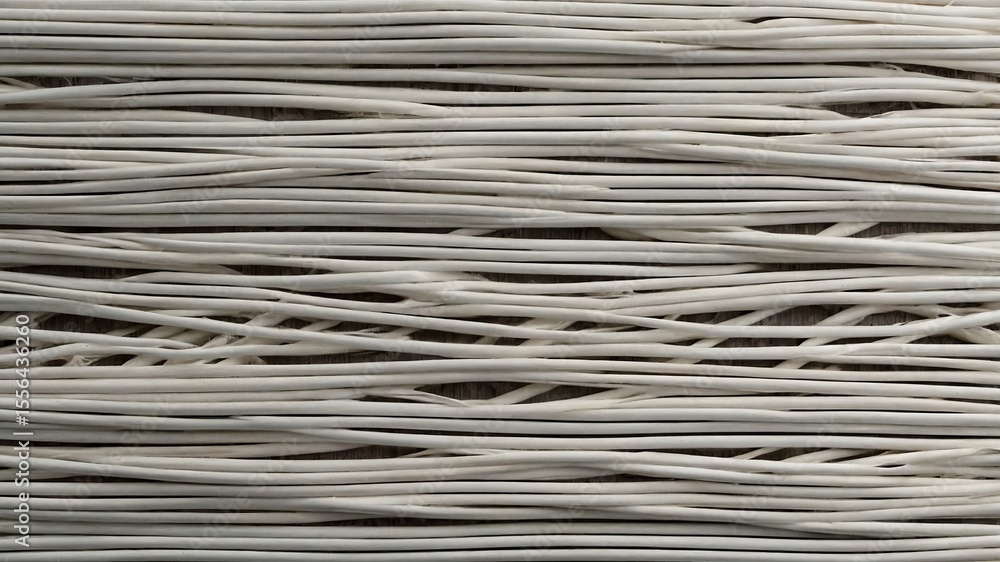 Poster detailed view of tangled white cords on a textured surface capturing the complexity and simplicity o