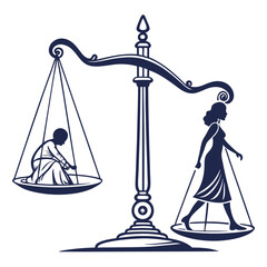 silhouette Justice and equality line icon on white background