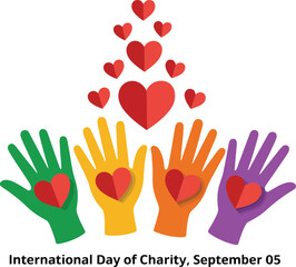 Obraz premium International Day of Charity Illustration with Hands Holding a Heart Celebrated on September 5th Promoting Philanthropy and Giving